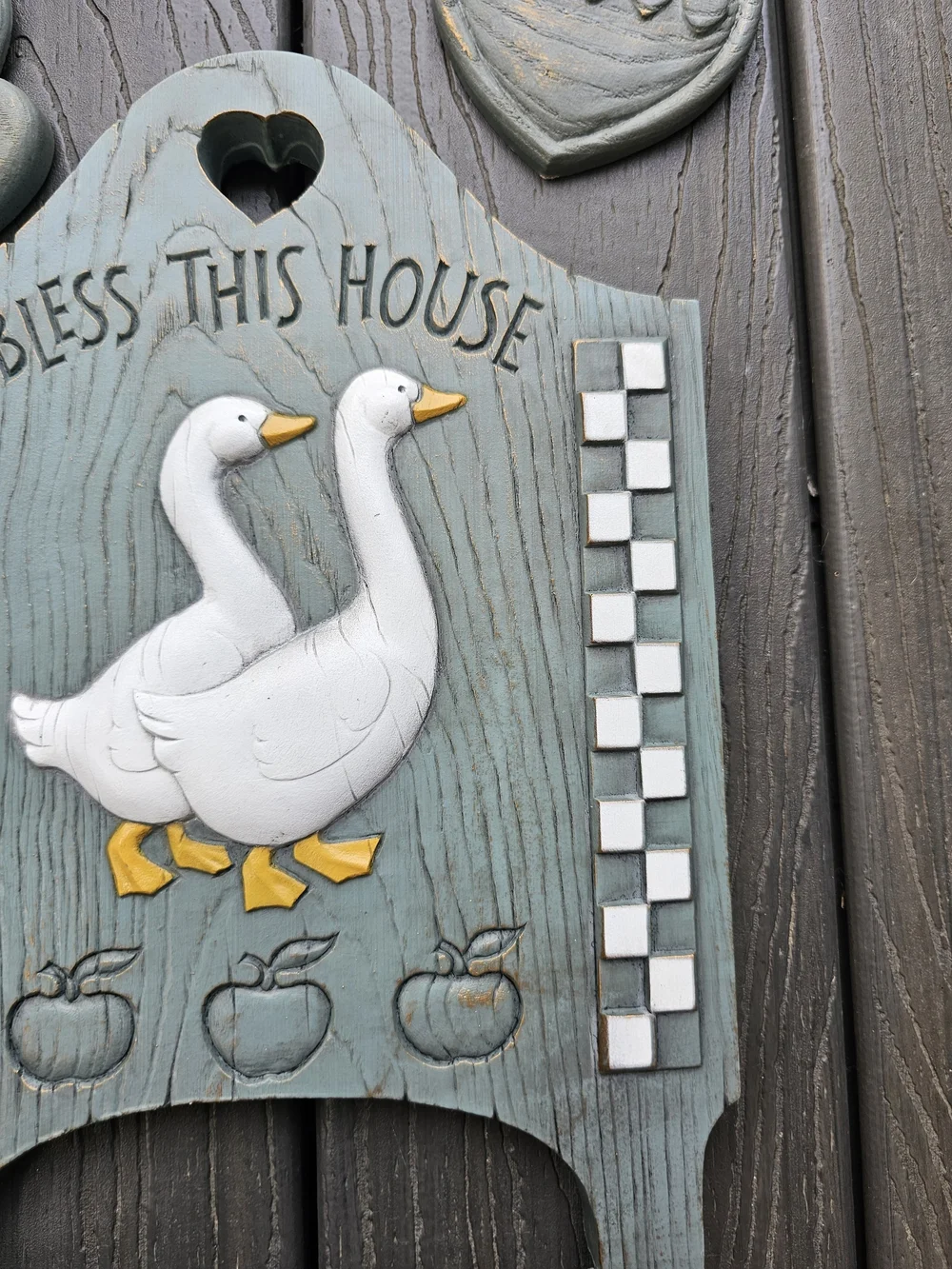 Vintage 1988 Burwood Products Bless This House Country Geese Wall Pocket Planter